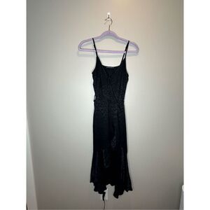Abercrombie & Fitch Black Leopard Wrap Ruffle Bottom Dress Size Small